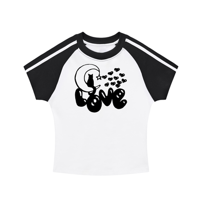 Love Cat Retro Fitted Raglan T-Shirt