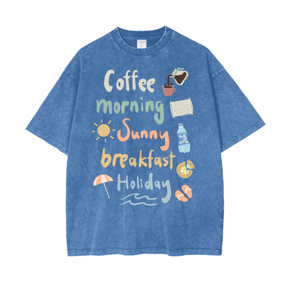 Morning Coffee Unisex Oversize Snow Washed T-Shirt