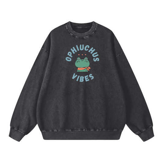 Zodiac Ophiuchus Frog Unisex Acid Wash Oversize Sweatshirt