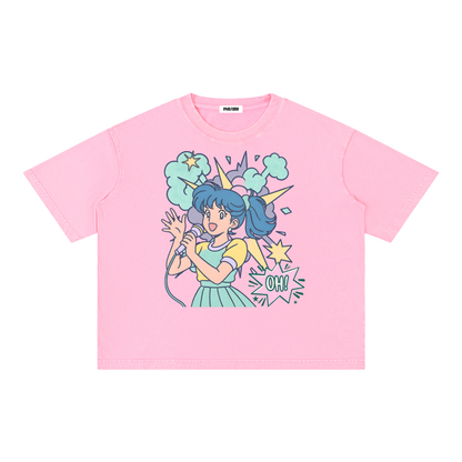 Anime Singer Mineral Wash Boxy Cotton Unisex T-Shirt
