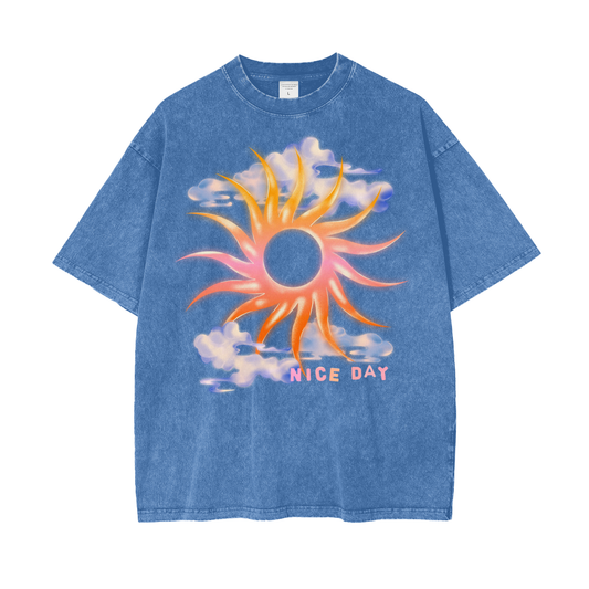 Nice Day Unisex Oversize Snow Washed T-Shirt