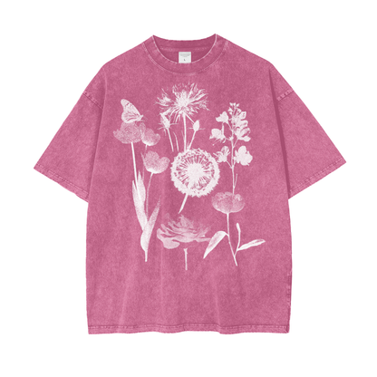 Film Flowers Unisex Oversize Snow Washed T-Shirt