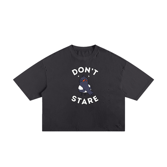 Don't Stare Bird Unisex Classic Frayed Boxy Tee