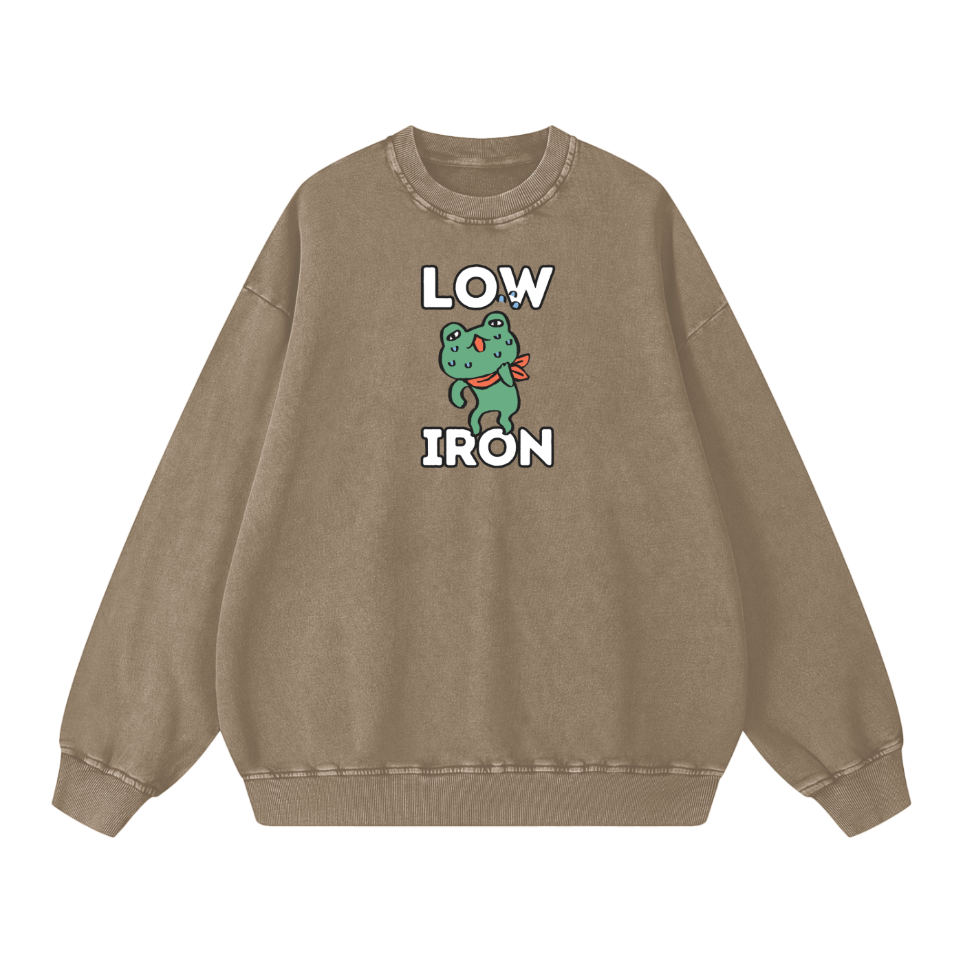 Low Iron Frog Acid Wash Oversize Sweatshirt