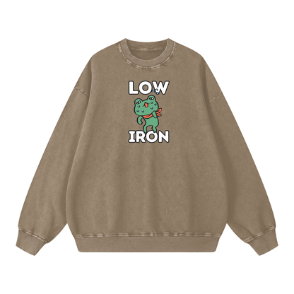 Low Iron Frog Acid Wash Oversize Sweatshirt