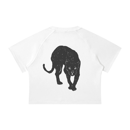 Black Panthers 2-Sided Women's Mineral Wash Raglan Crop T-Shirt