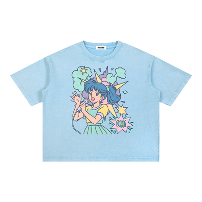 Anime Singer Mineral Wash Boxy Cotton Unisex T-Shirt