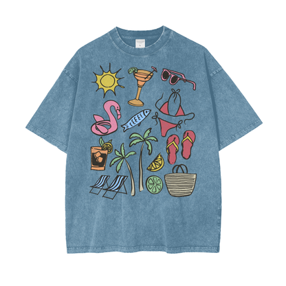 Beach Items Unisex Oversize Snow Washed T-Shirt