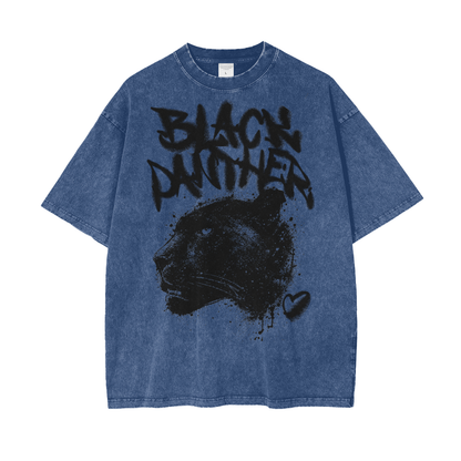 Black Panther Unisex Oversize Snow Washed T-Shirt
