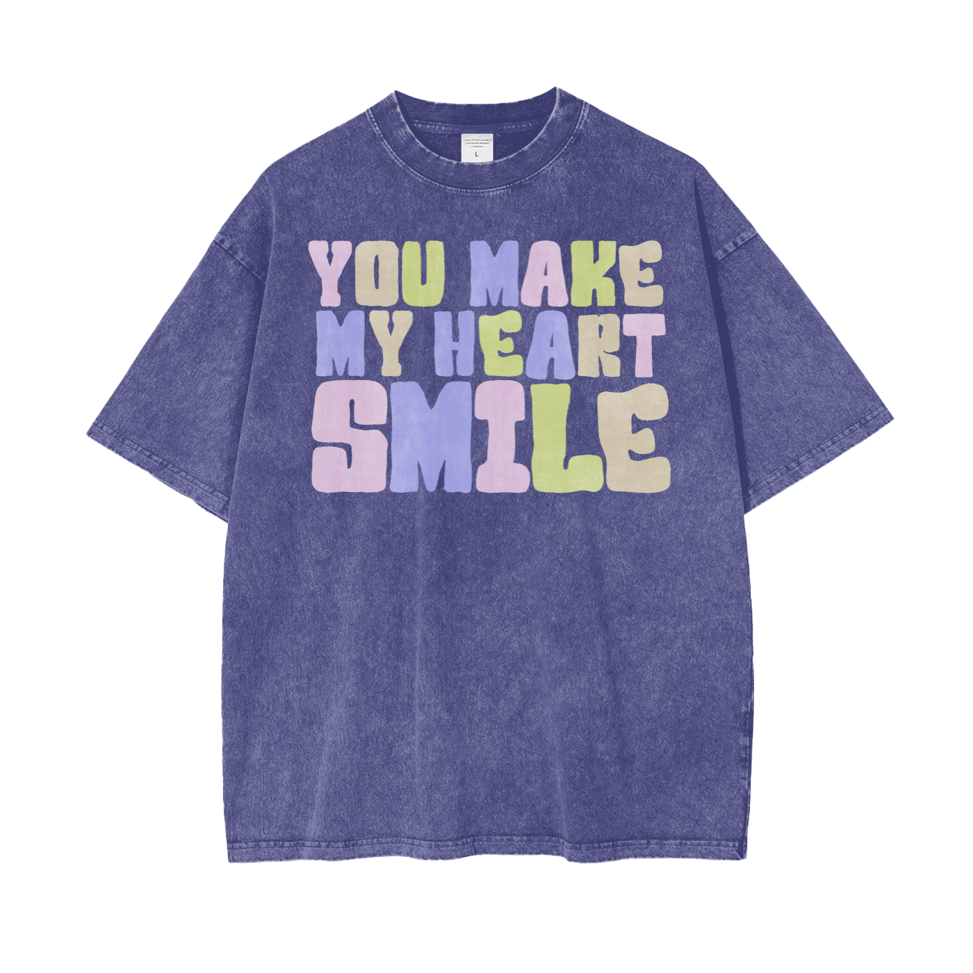 Heart Smile Unisex Oversize Snow Washed T-Shirt