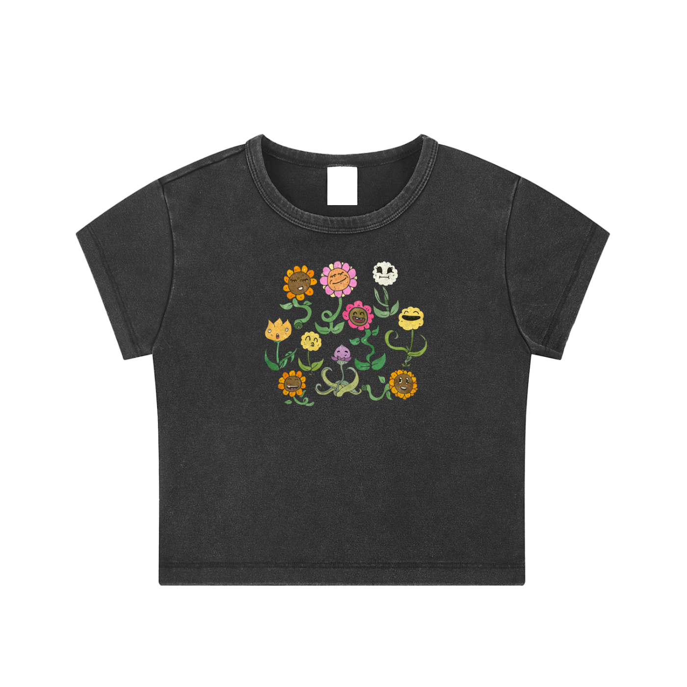 Flower Gossip Snow Washed Crop Top