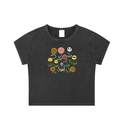 Flower Gossip Snow Washed Crop Top