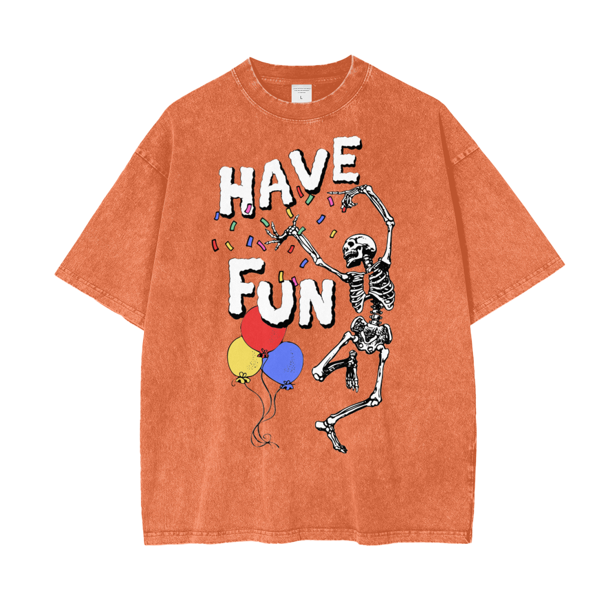 Fun Skeleton Unisex Oversize Snow Washed T-Shirt