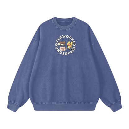 Overworked Animals Acid Wash Oversize Sweatshirt