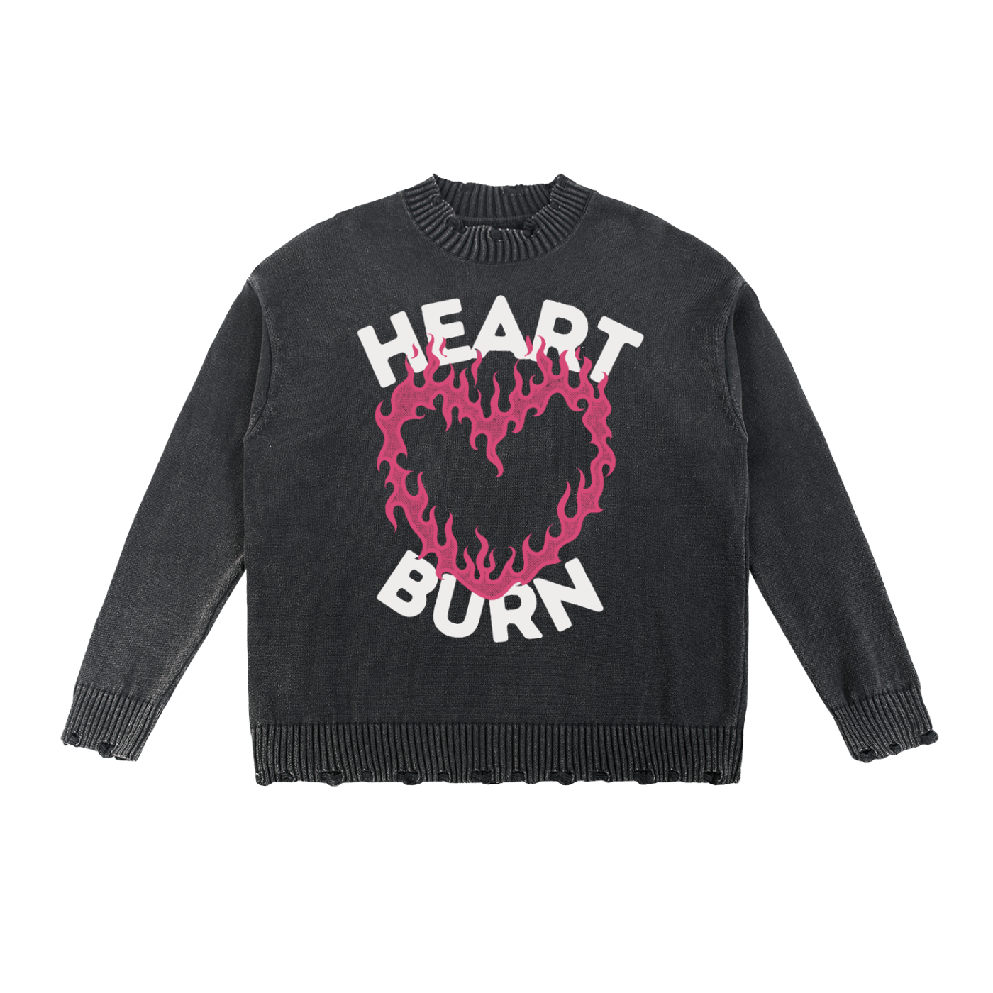 Heart Burn Vintage Washed Hand-Frayed Sweater