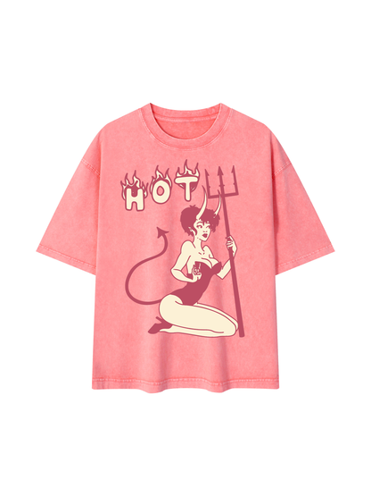 Baddie Mineral Wash Boxy Cotton T-Shirt