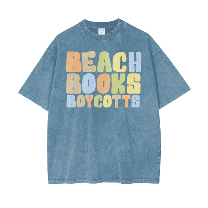 Beach Books Unisex Oversize Snow Washed T-Shirt