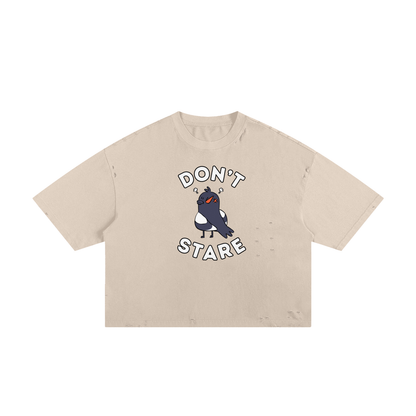 Don't Stare Bird Unisex Classic Frayed Boxy Tee