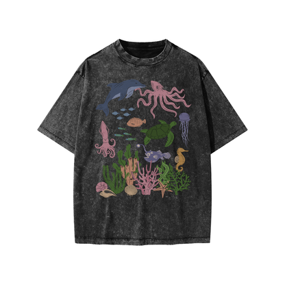 Deep Ocean Fish Snow Washed KIDS Tee