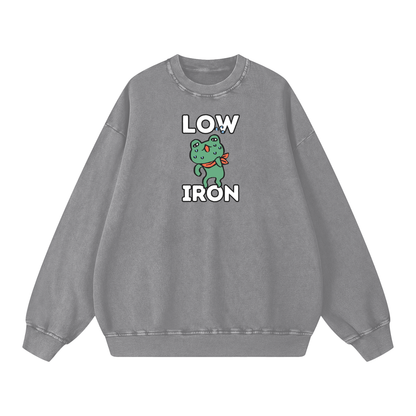 Low Iron Frog Acid Wash Oversize Sweatshirt