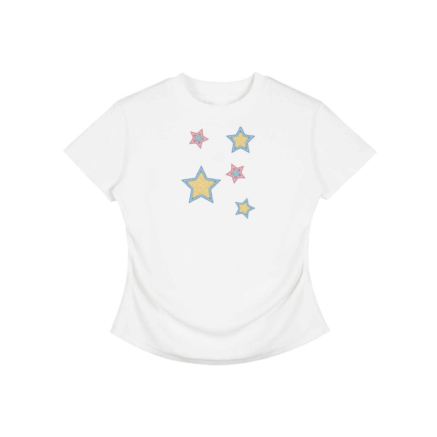 Stars  Faux Embroidered Vintage Washed Femme Fit Cotton T-Shirt