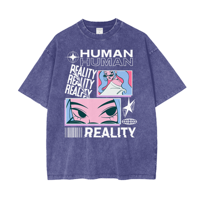 Human Reality Unisex Oversize Snow Washed T-Shirt