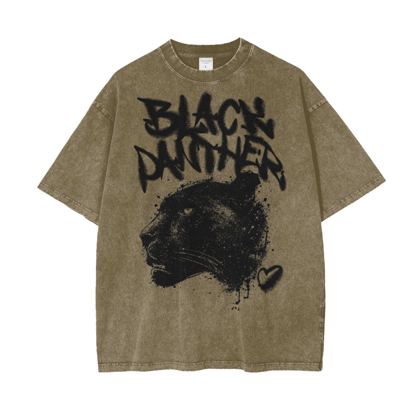 Black Panther Unisex Oversize Snow Washed T-Shirt