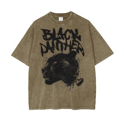 Black Panther Unisex Oversize Snow Washed T-Shirt
