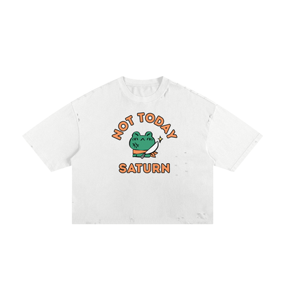 Not Today Frog Unisex Classic Frayed Boxy Tee