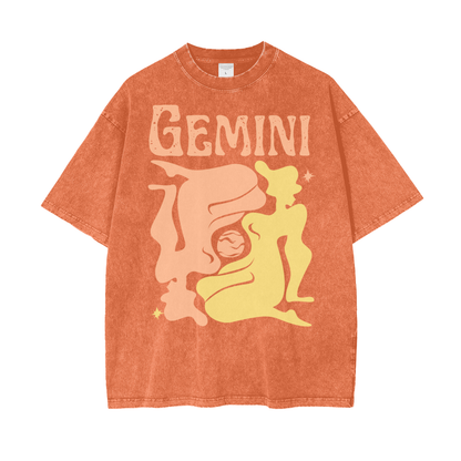 Zodiac Gemini Psychedelic Snow Washed T-Shirt