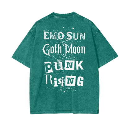 Solar Punk Rising Frt/Bck Oversize Snow Washed T-Shirt