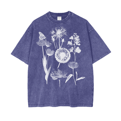 Film Flowers Unisex Oversize Snow Washed T-Shirt