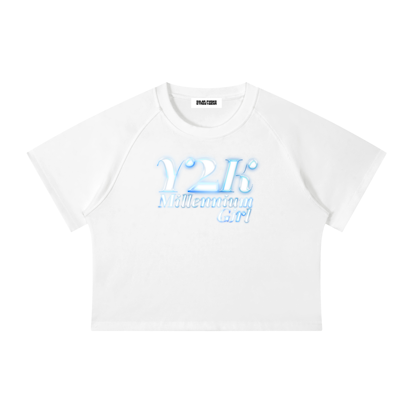 Y2K Girl Women's Mineral Wash Raglan Crop T-Shirt