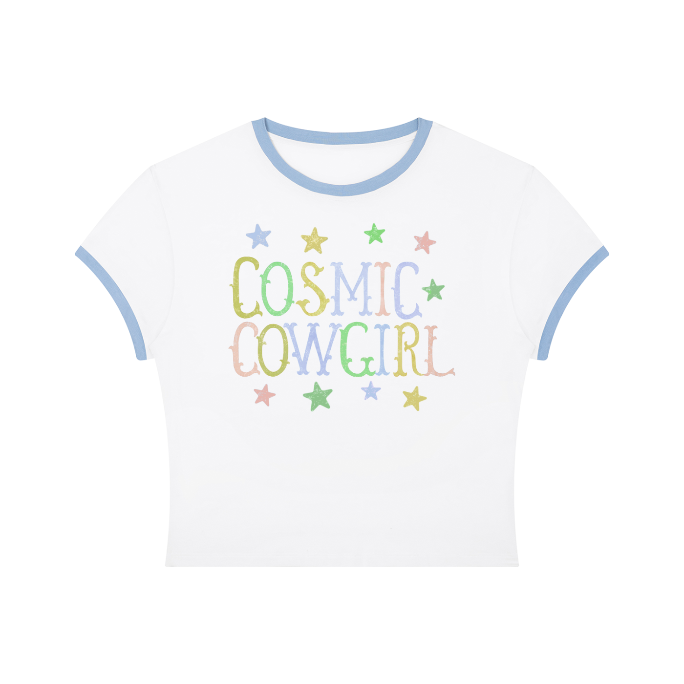 Cosmic Cowgirl Retro Women's Slim Color Rib T-Shirt