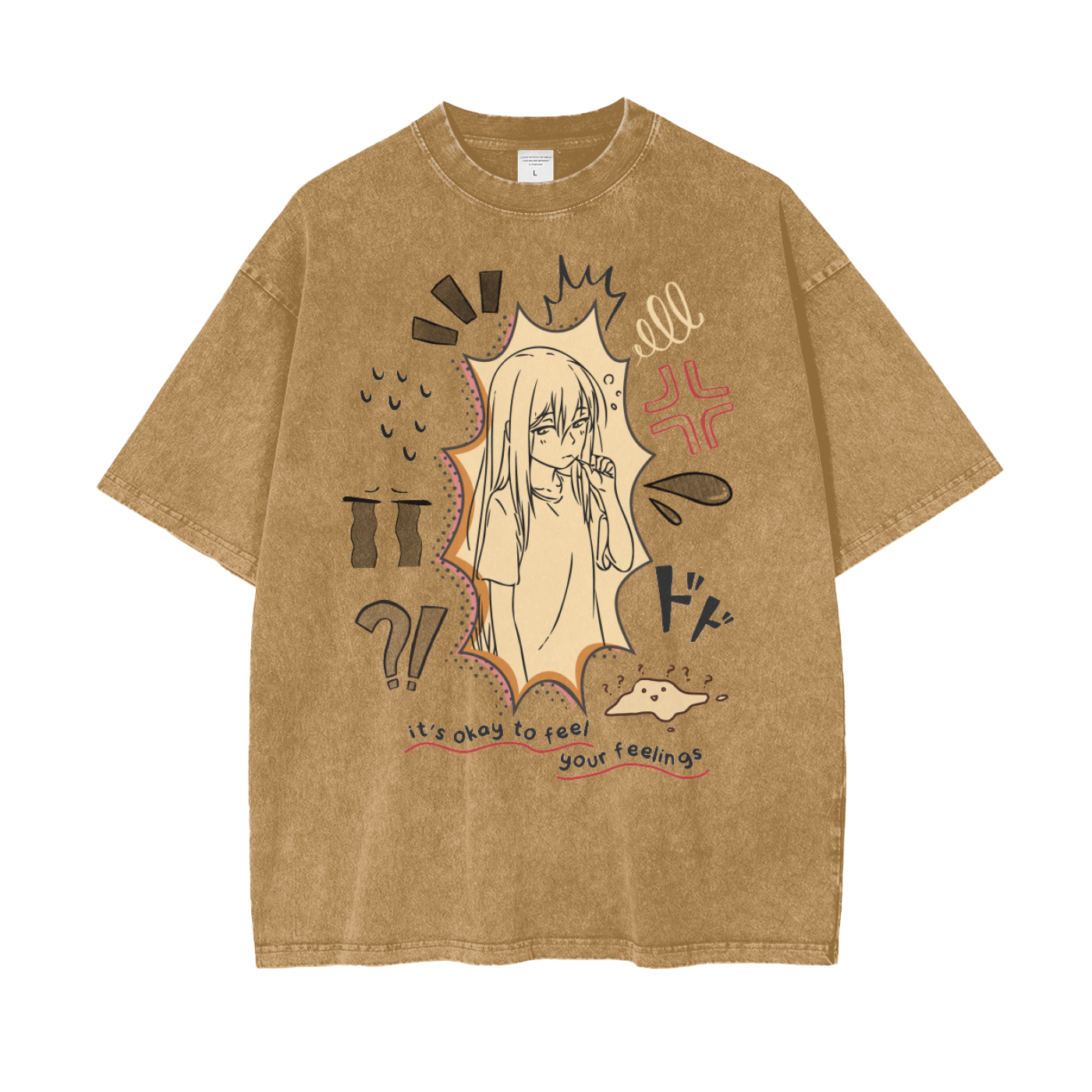 Anime It's Okay Unisex Oversize Snow Washed T-Shirt