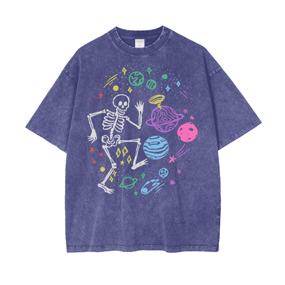 Skeleton Universe Unisex Oversize Snow Washed T-Shirt
