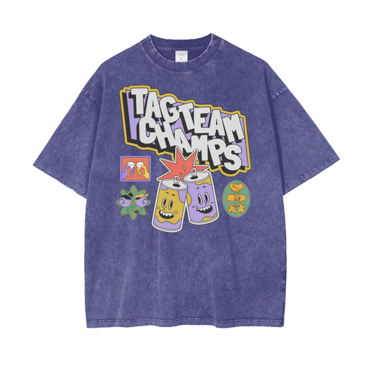 TagTeam Champs Unisex Oversize Snow Washed T-Shirt