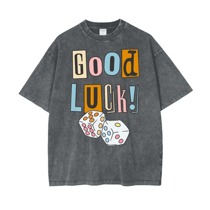 Good Luck Unisex Oversize Snow Washed T-Shirt