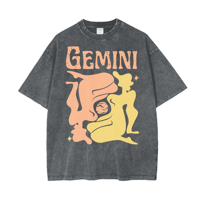 Zodiac Gemini Psychedelic Snow Washed T-Shirt
