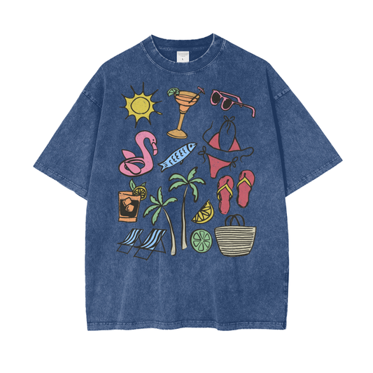 Beach Items Unisex Oversize Snow Washed T-Shirt