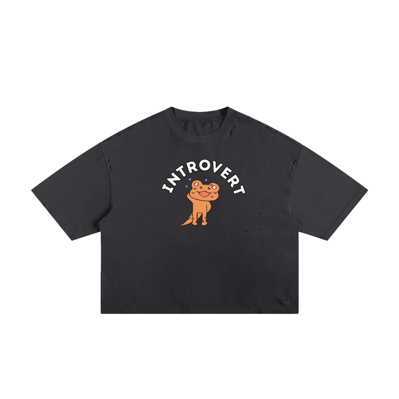 Lizard Introvert Unisex Classic Frayed Boxy Tee
