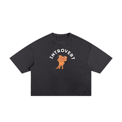 Lizard Introvert Unisex Classic Frayed Boxy Tee