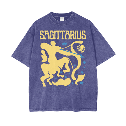 Zodiac Sagittarius Psychedelic Snow Washed T-Shirt
