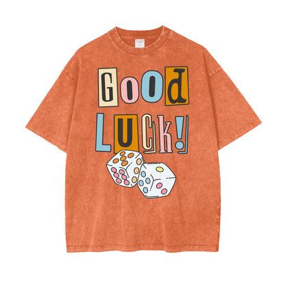 Good Luck Unisex Oversize Snow Washed T-Shirt