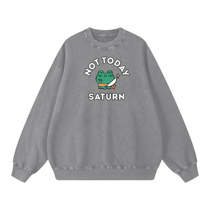 Not Today Frog Unisex Acid Wash Oversize Sweatshirt