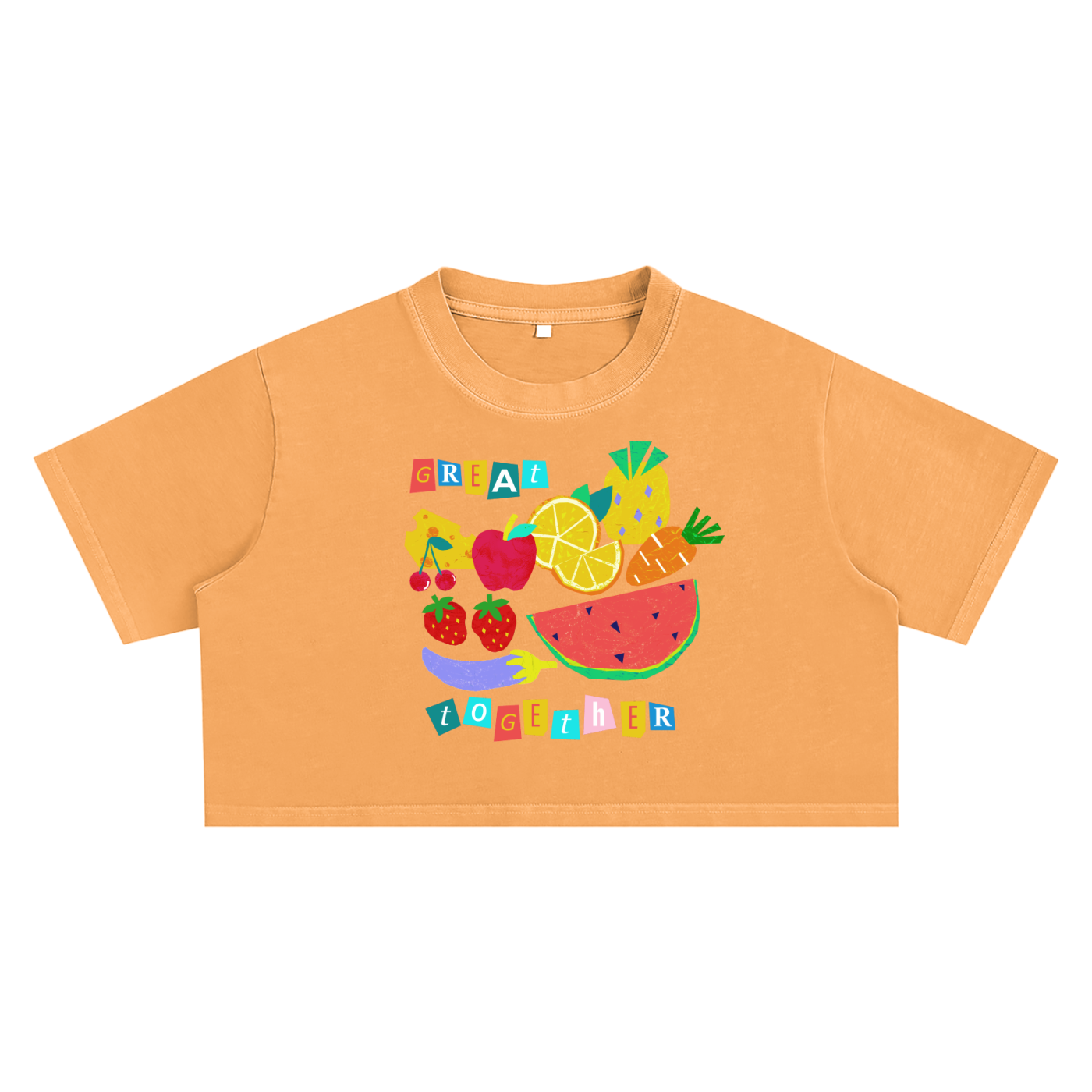 Fruits Snow Washed Crop Top