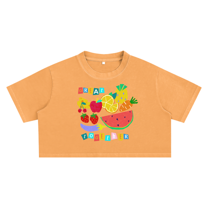 Fruits Snow Washed Crop Top