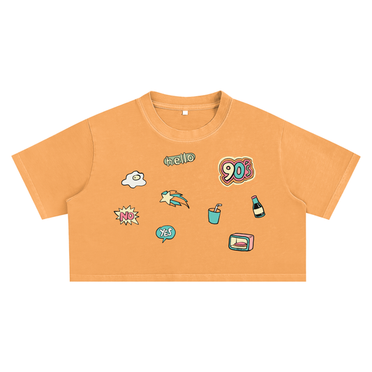 90s Unisex Snow Washed Crop Top