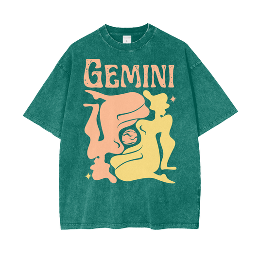 Zodiac Gemini Psychedelic Snow Washed T-Shirt