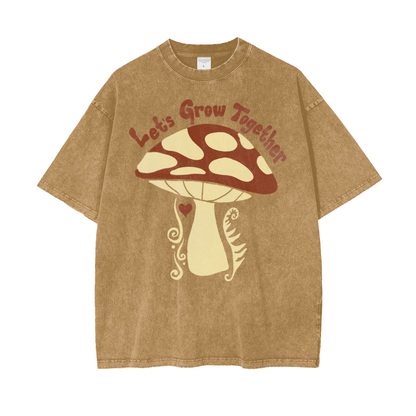 Mushroom Unisex Oversize Snow Washed T-Shirt
